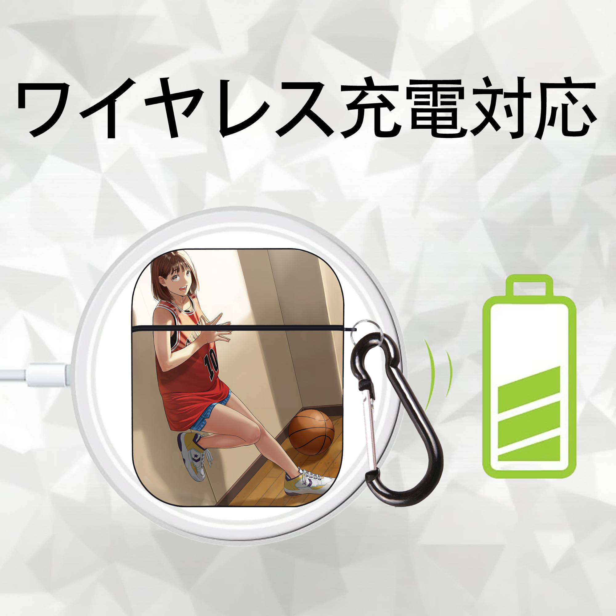 SLAM DUNK／スラムダンク AirPods 第2世代保護ケース ハードシェル ブラック 耐衝撃・防指紋・カラビナ付き