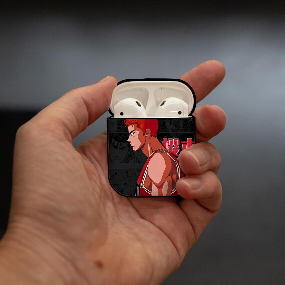 SLAM DUNK／スラムダンク AirPods 第2世代保護ケース ハードシェル ブラック 耐衝撃・防指紋・カラビナ付き