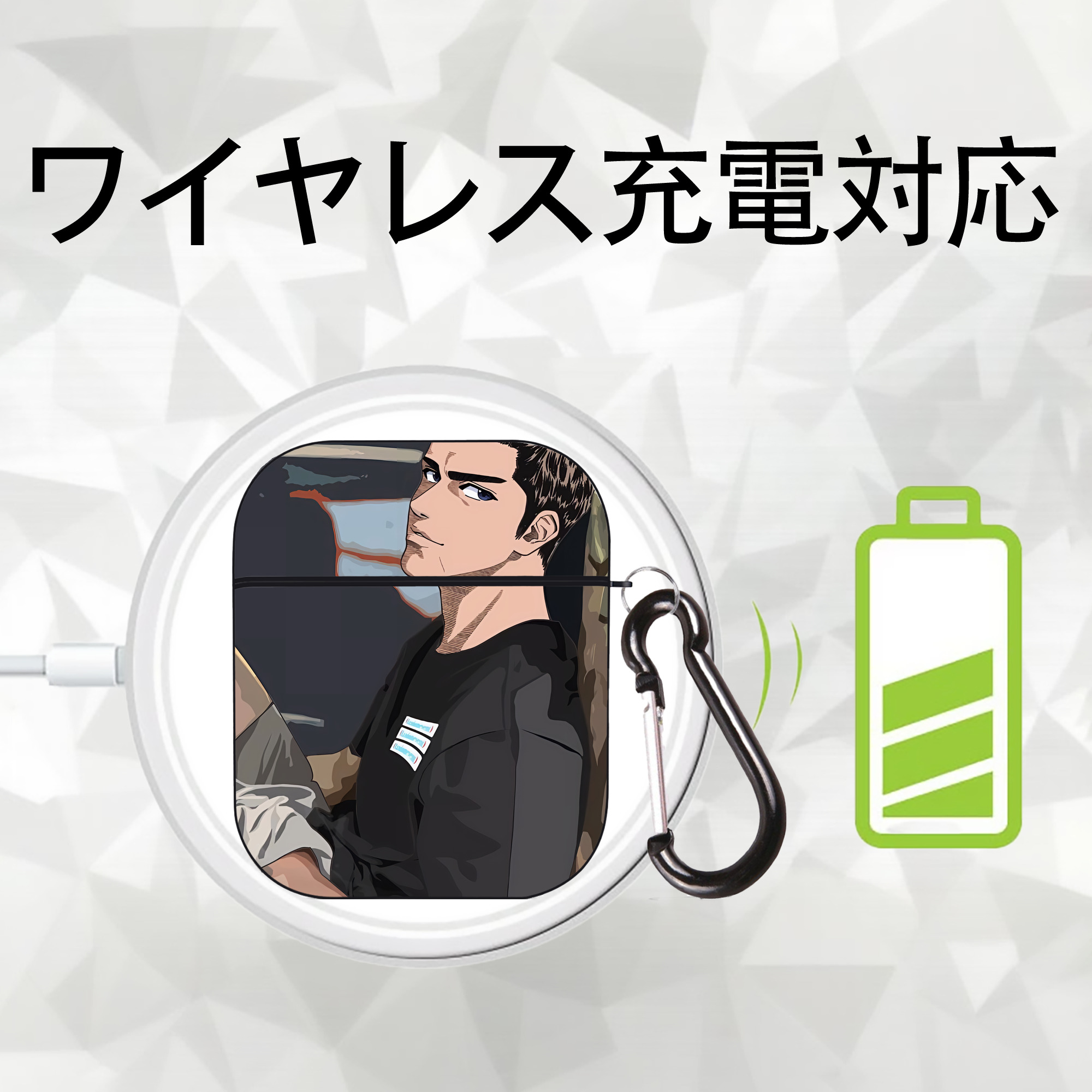 SLAM DUNK／スラムダンク AirPods 第2世代保護ケース ハードシェル ブラック 耐衝撃・防指紋・カラビナ付き