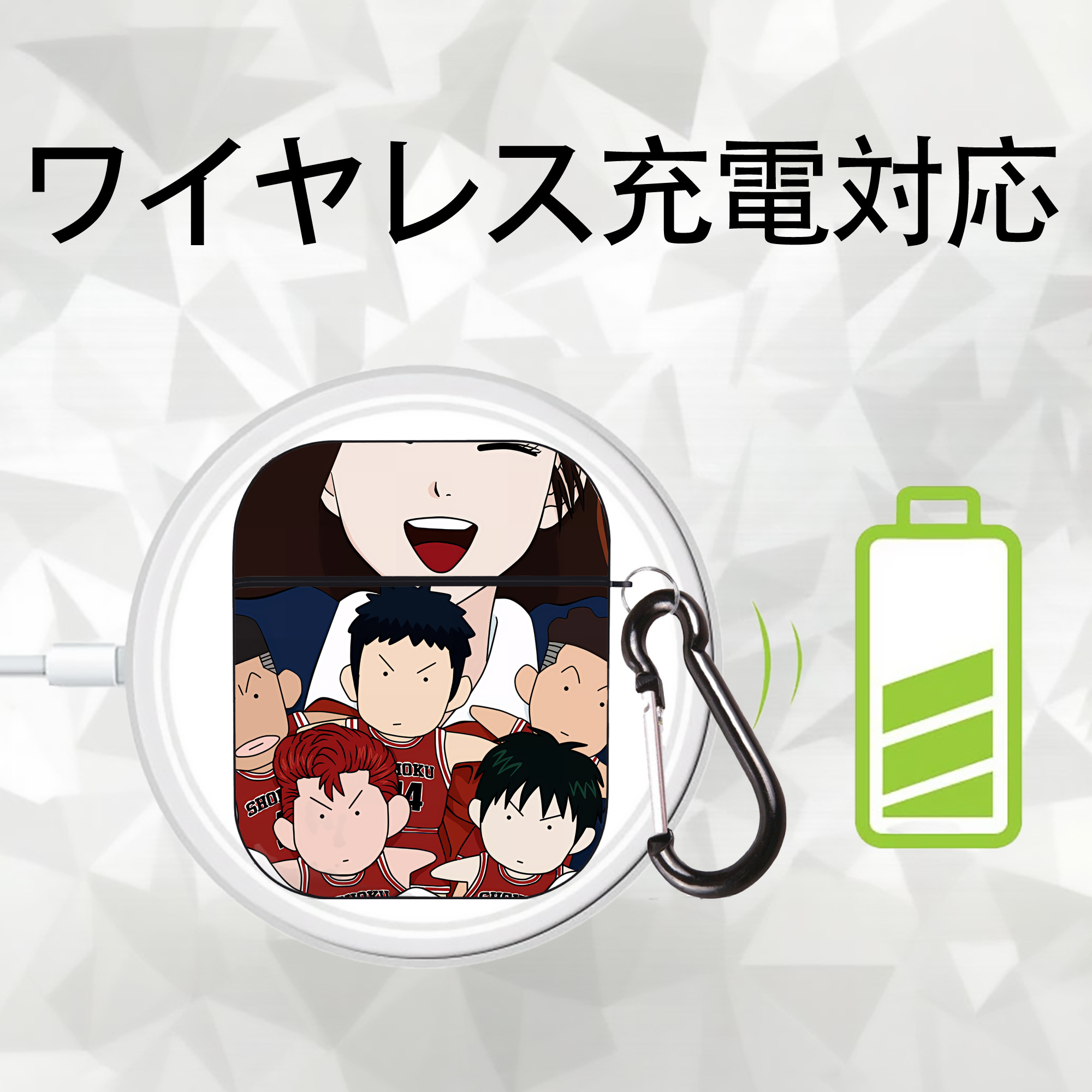 SLAM DUNK／スラムダンク AirPods 第2世代保護ケース ハードシェル ブラック 耐衝撃・防指紋・カラビナ付き